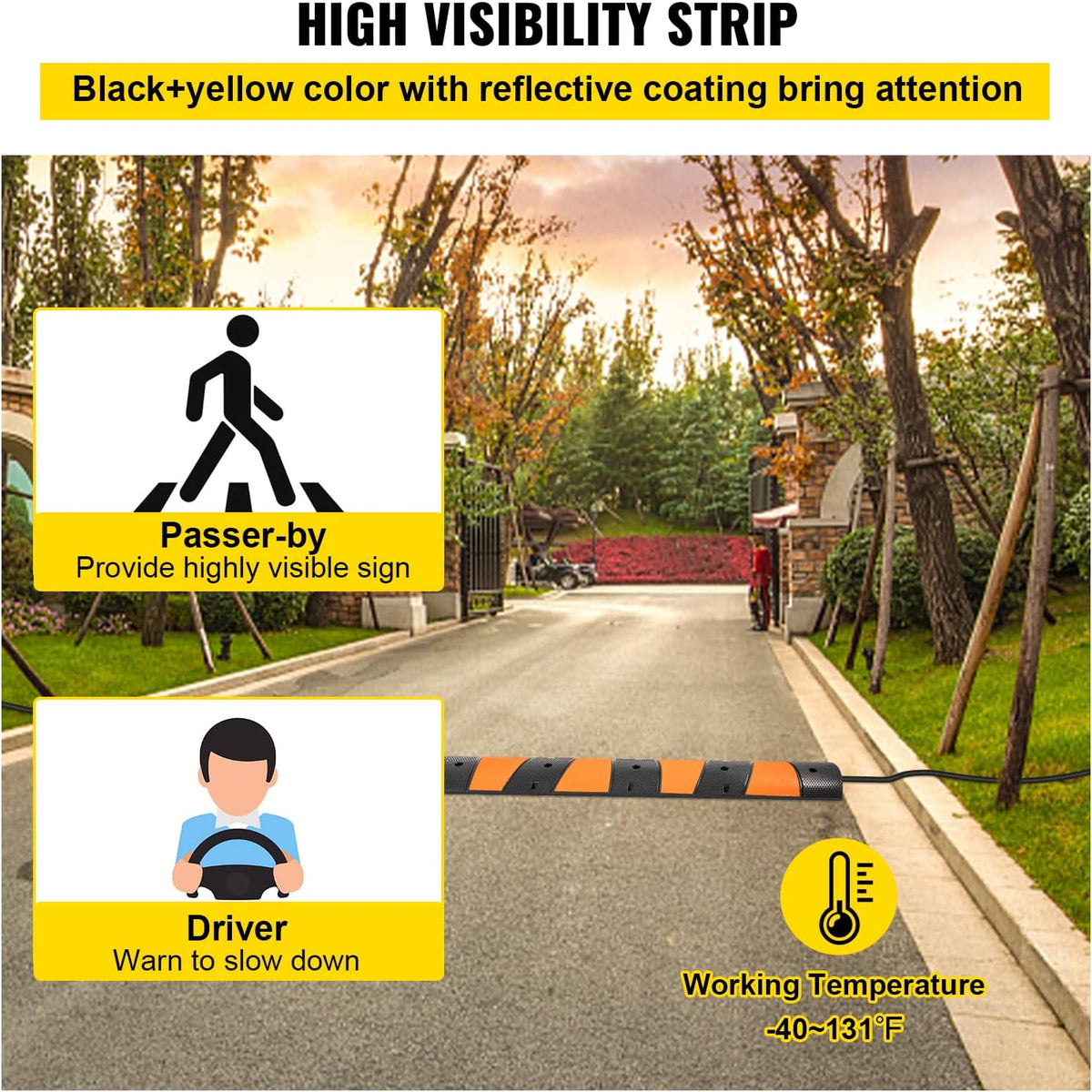 Rubber Speed Bump, 72.8 x 12.2 x 2.2, 22000 LBS Load Capacity B234750