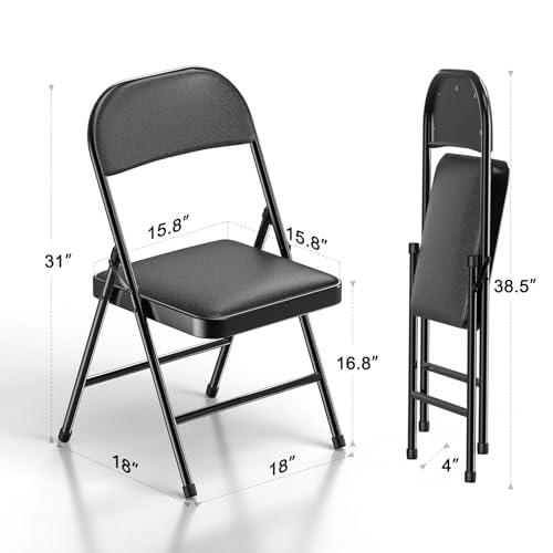 4 Pack Folding Chairs with Padded Cushion and Back D779024
