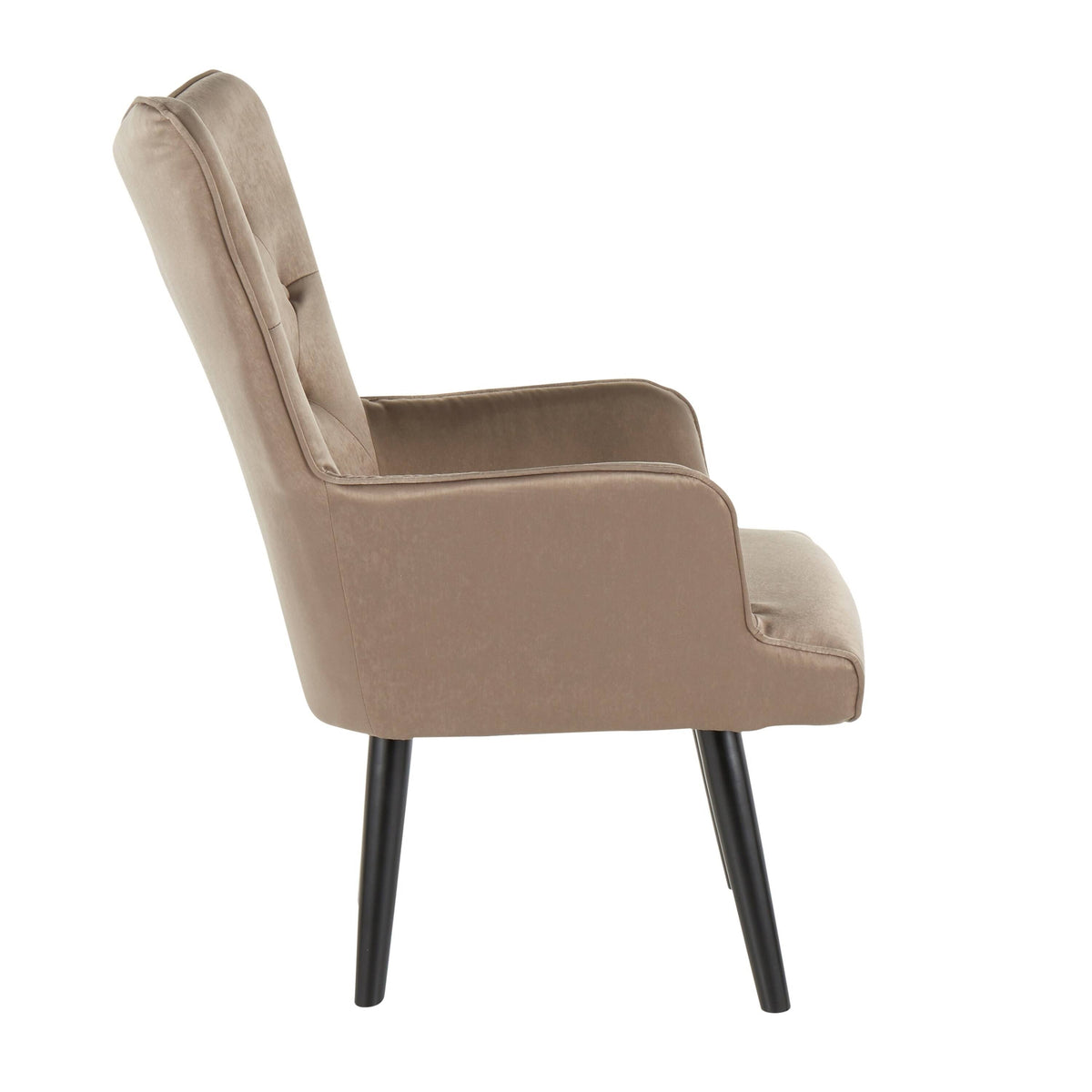 Green Satin Accent Chair with Wooden Legs U6124