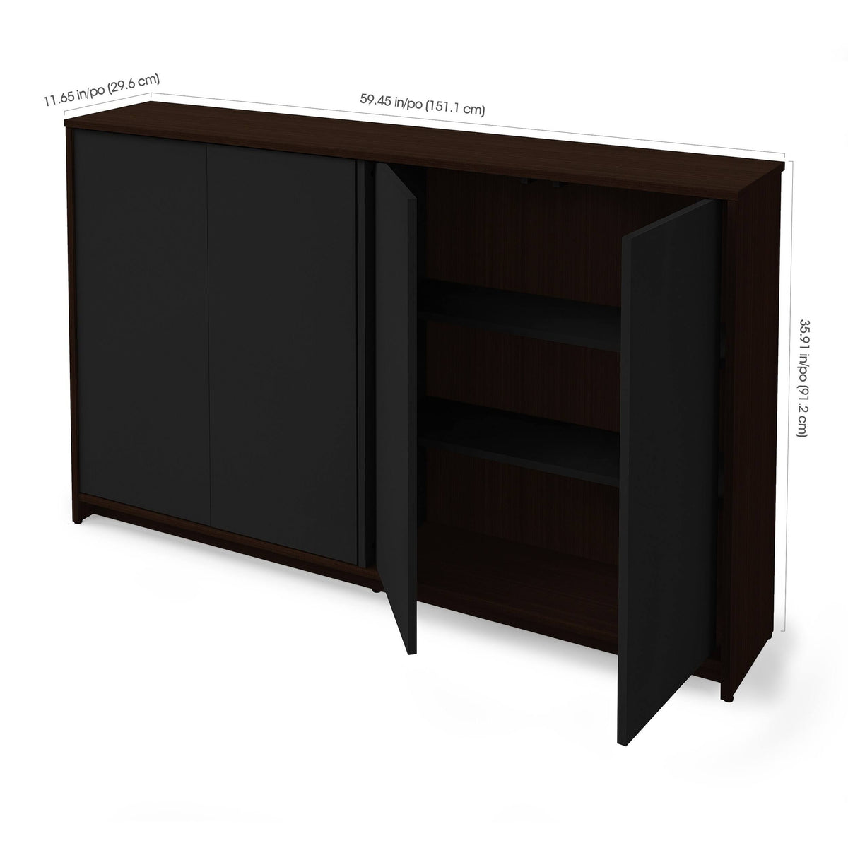 4 Door Storage Cabinet, Bark Gray/White B601
