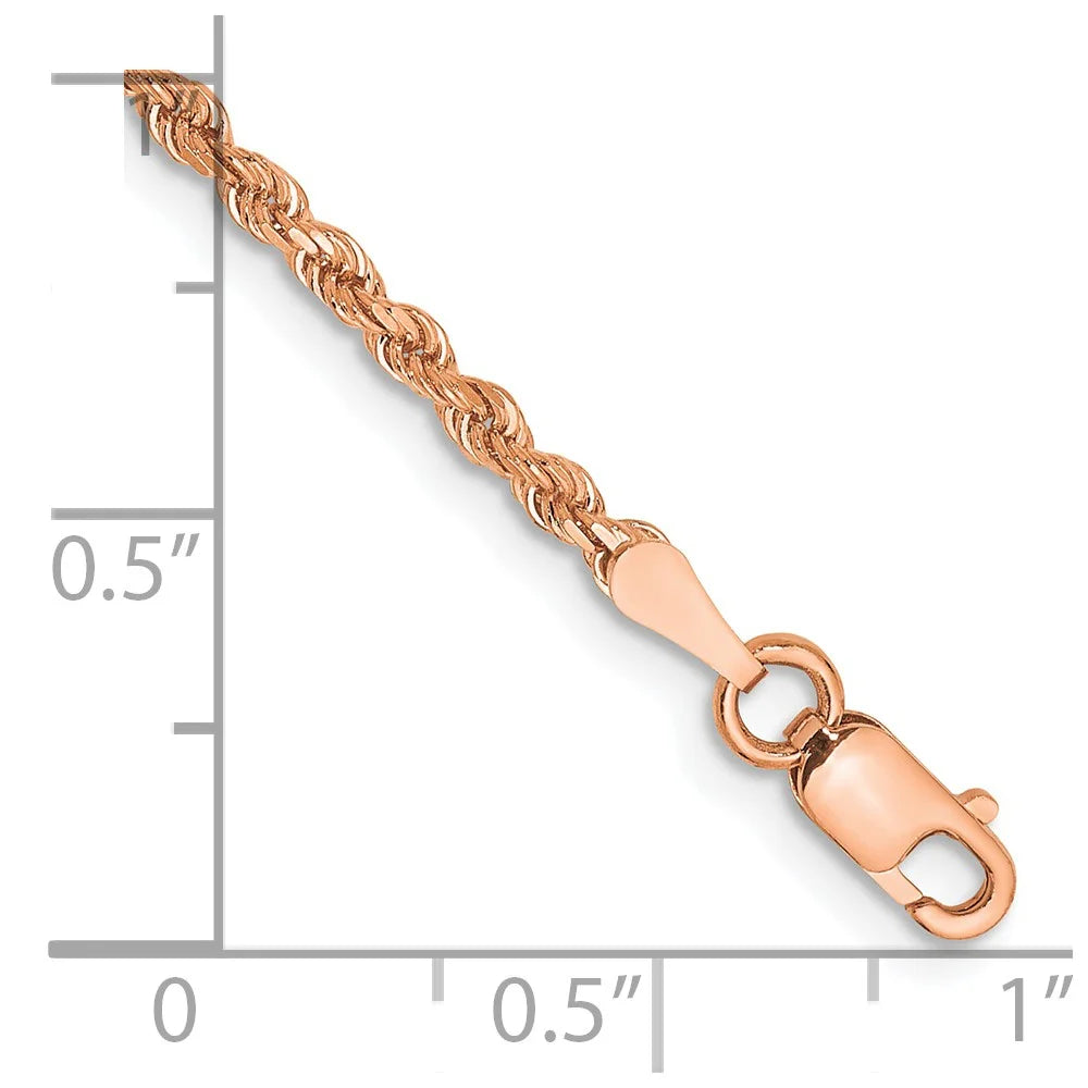 14 Karat Rose Gold 2mm Rope Chain Anklet D654322