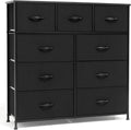 Black 9 Drawer Fabric Storage Dresser O5184