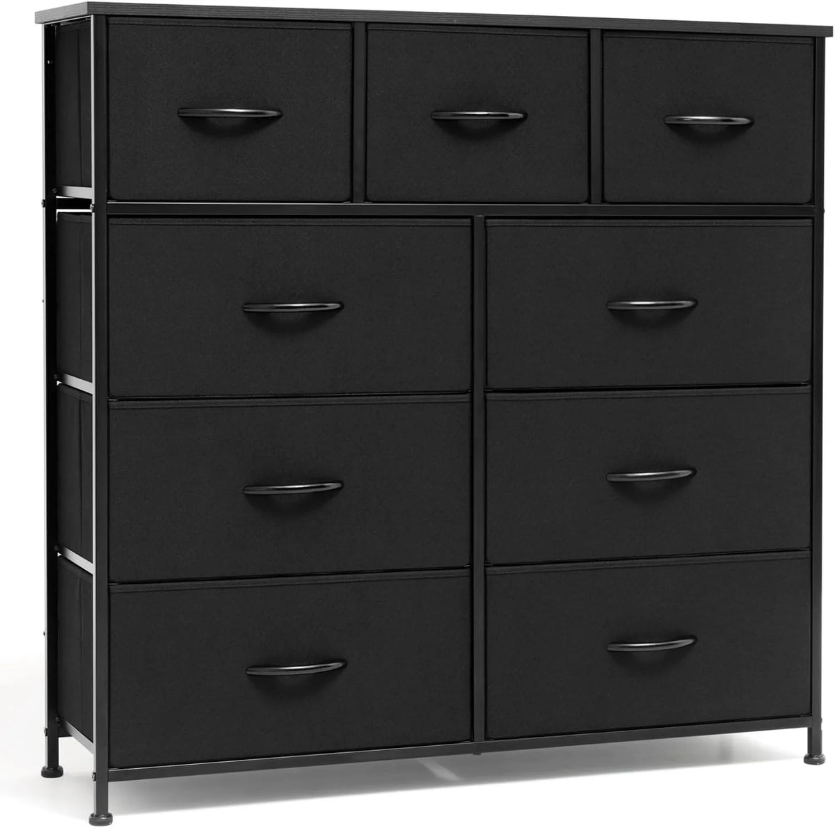 Black 9 Drawer Fabric Storage Dresser O5184