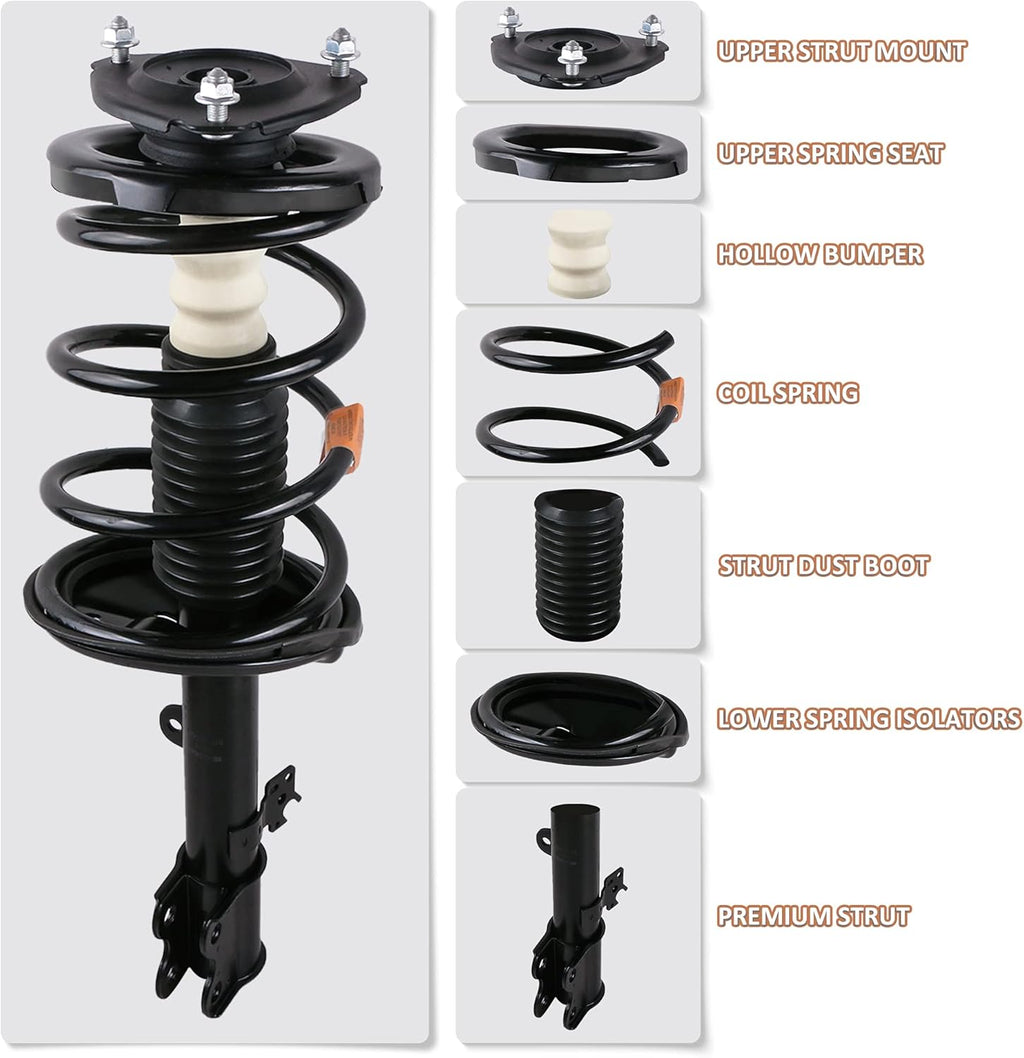 Front and Rear Complete Strut Assemblies Shock Absorbers Set of 4 P814246