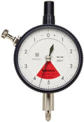 Dial Indicator, #4-48 UNF Thread, 0.375x22 Stem Dia., One Revolution Type, Flat Back, White Dial, 4-0-4 Reading Y529
