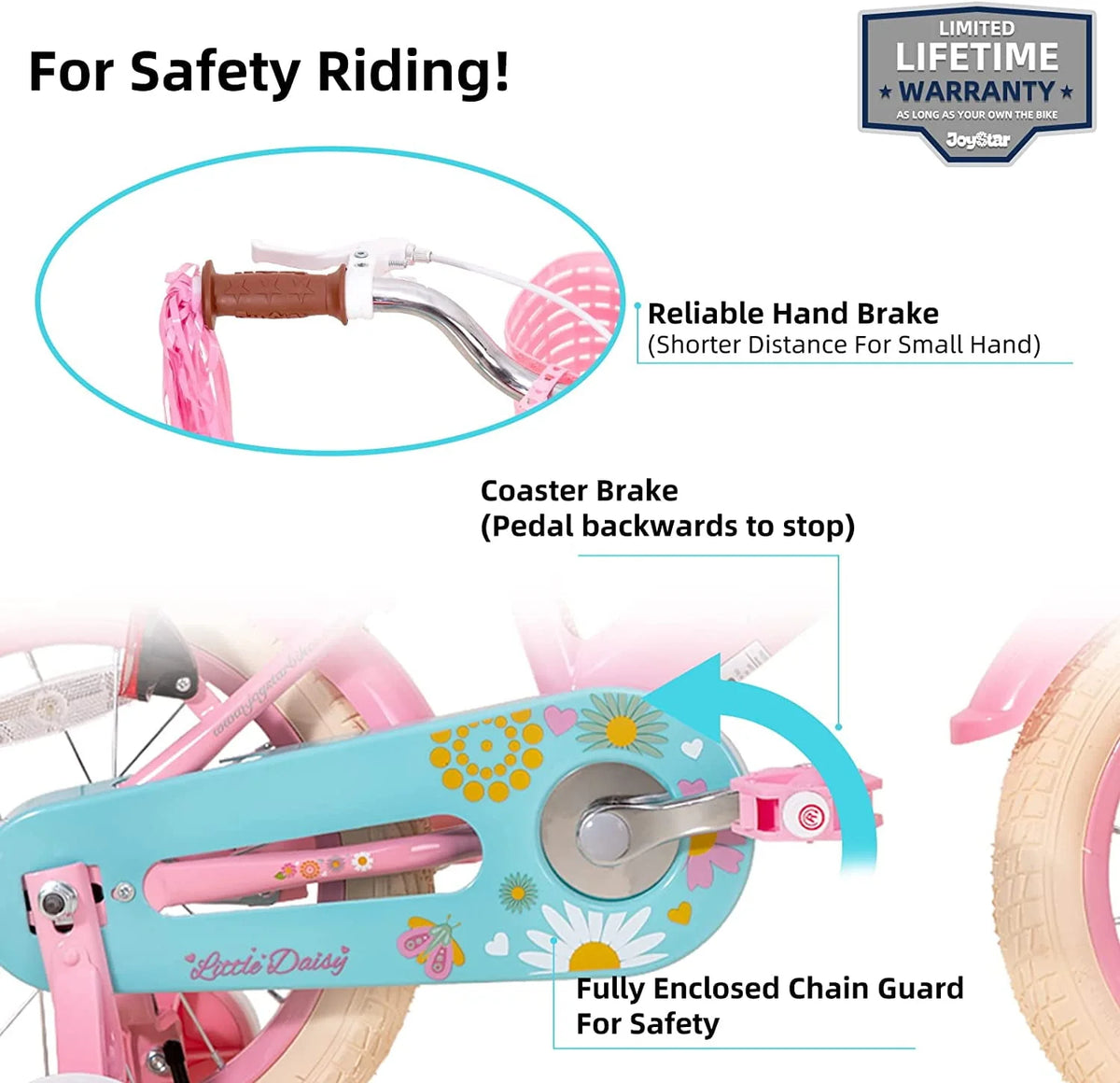 12 Inch Kids Bike with Training Wheels and Basket Pink W90085