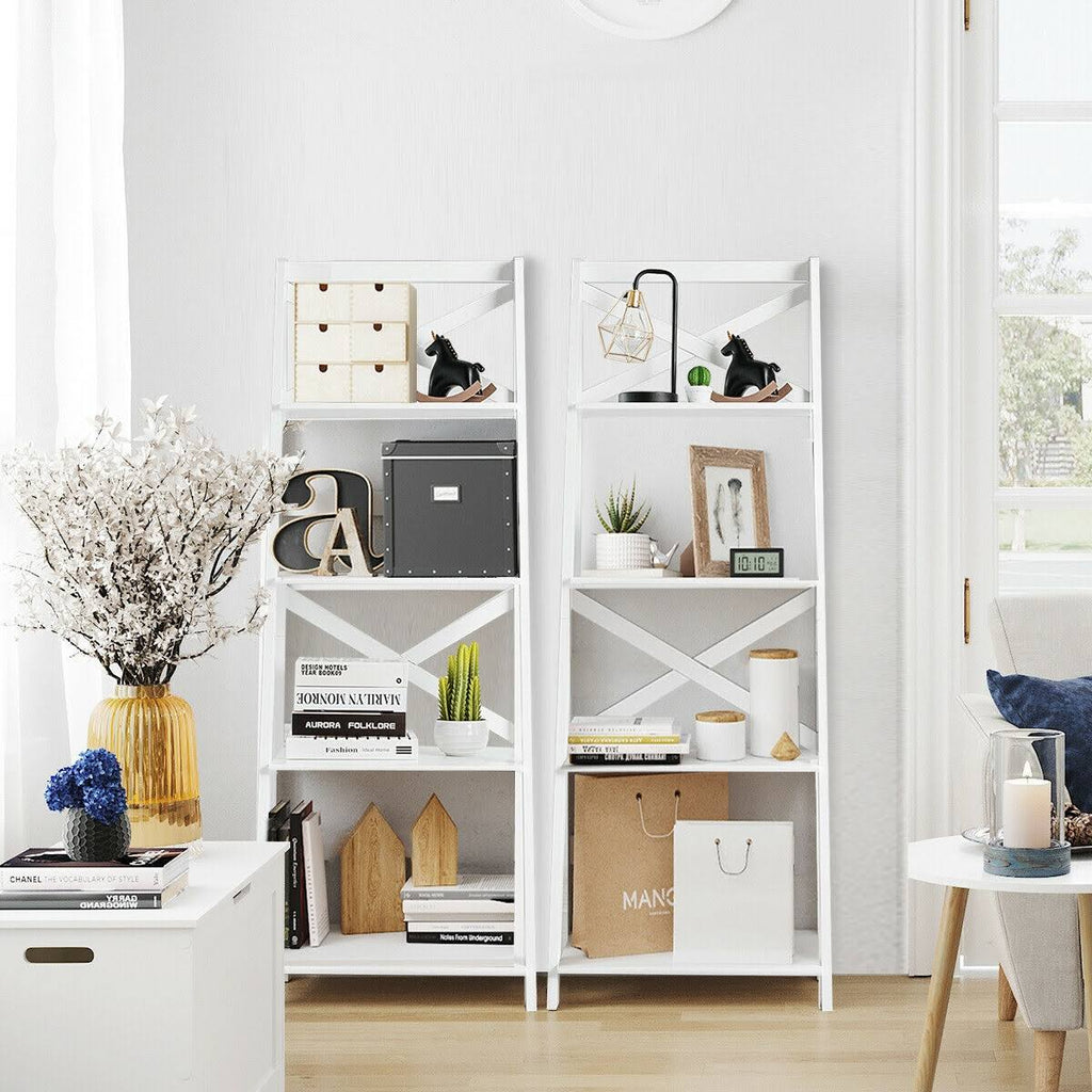 White 4-Tier Wood Display Storage Bookshelf K69438