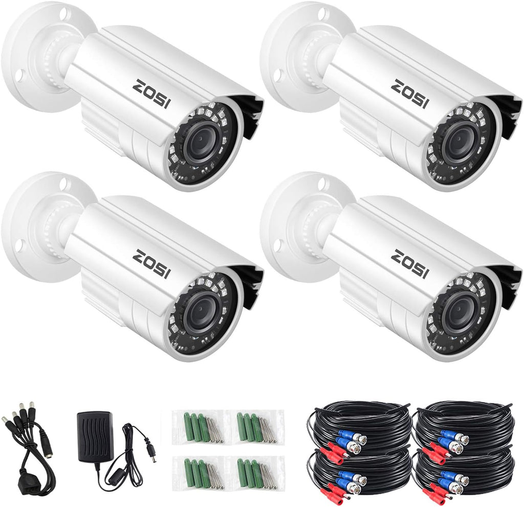 4 Pack 2.0MP 1080P HD-TVI Outdoor Indoor Security Cameras with 80ft Night Vision Weatherproof Bullet Camera B257610