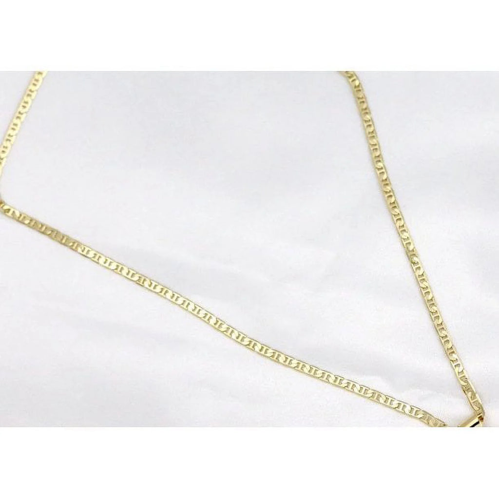 14K Bonded Gold Cuban Chain Necklace with Initial Letters Charm T2407
