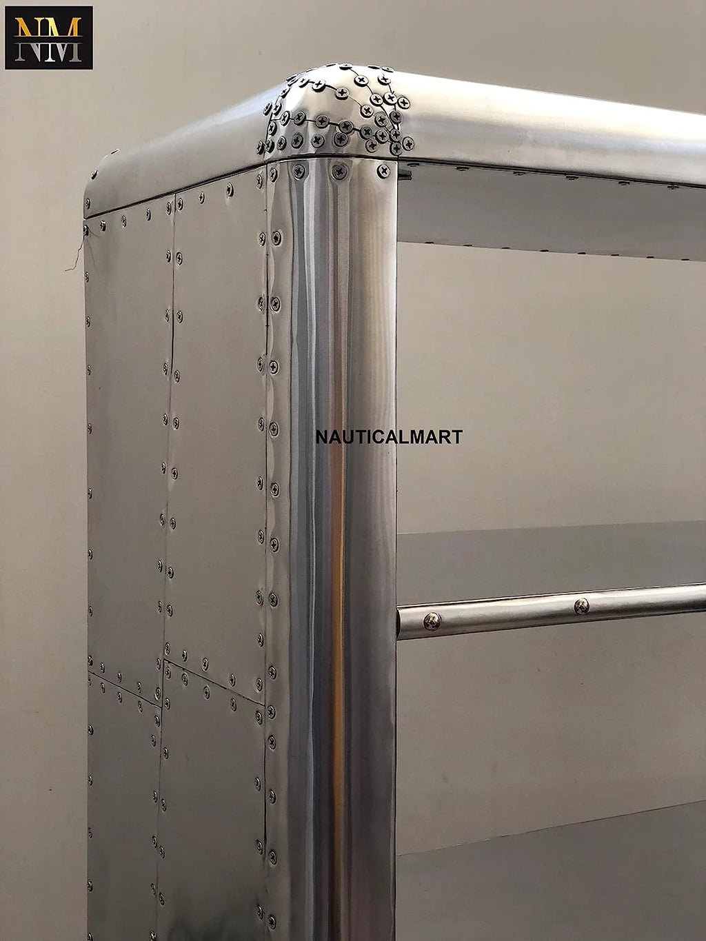 Aluminum Bookcase with Drawers 66 Inches T444