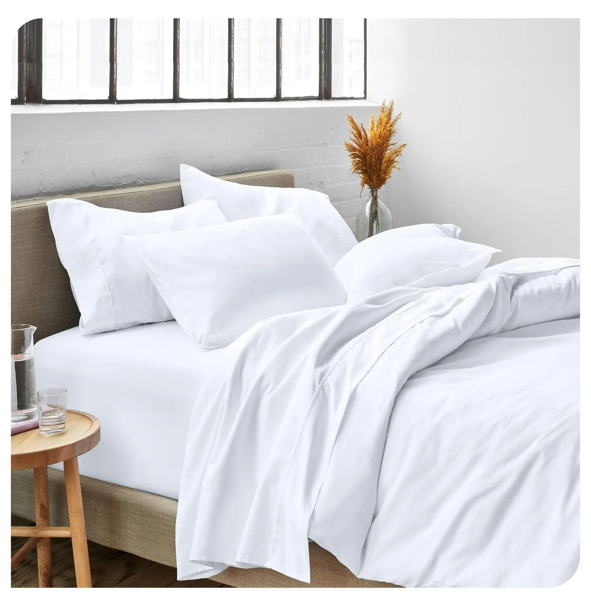 Queen 4 Piece Microfiber Bed Sheet Set with Pillowcases C1444