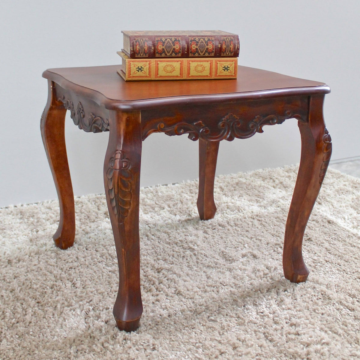 Walnut Carved End Table G1984