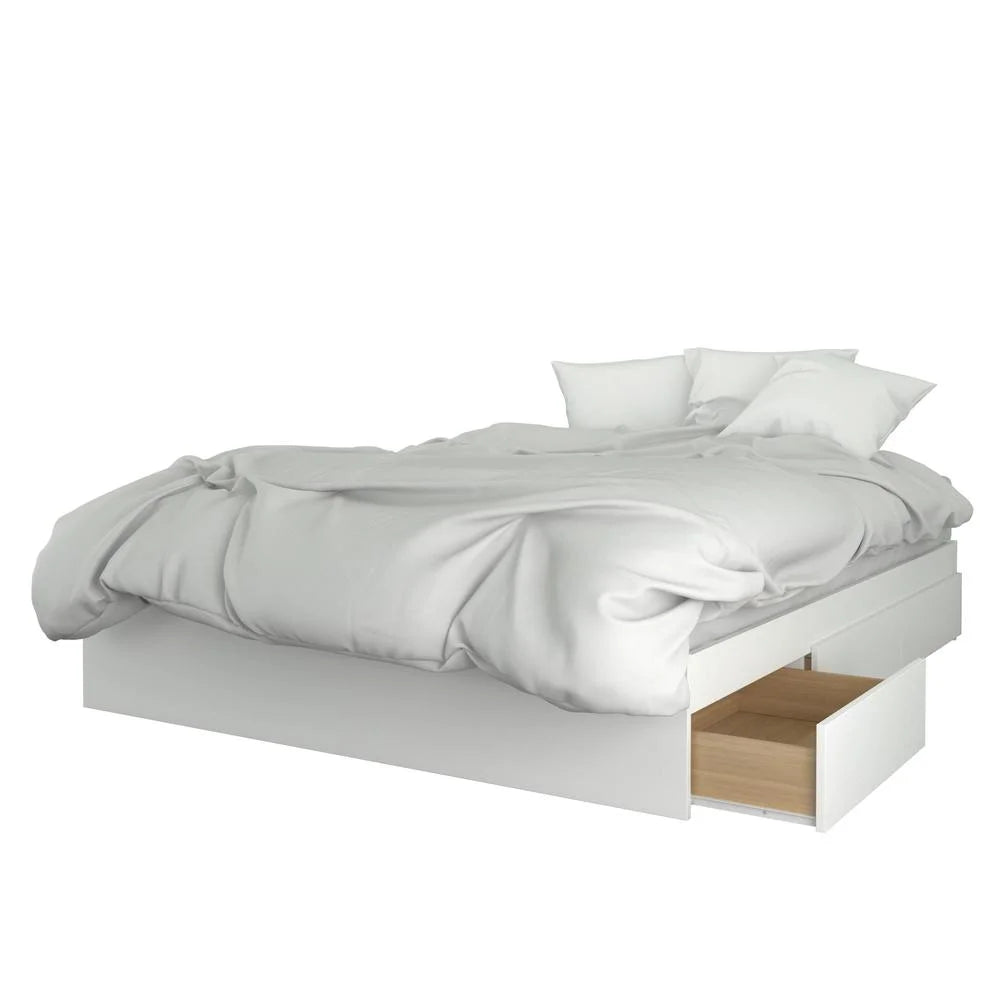 4 Piece Queen Size Bedroom Set Natural Maple and White O6706