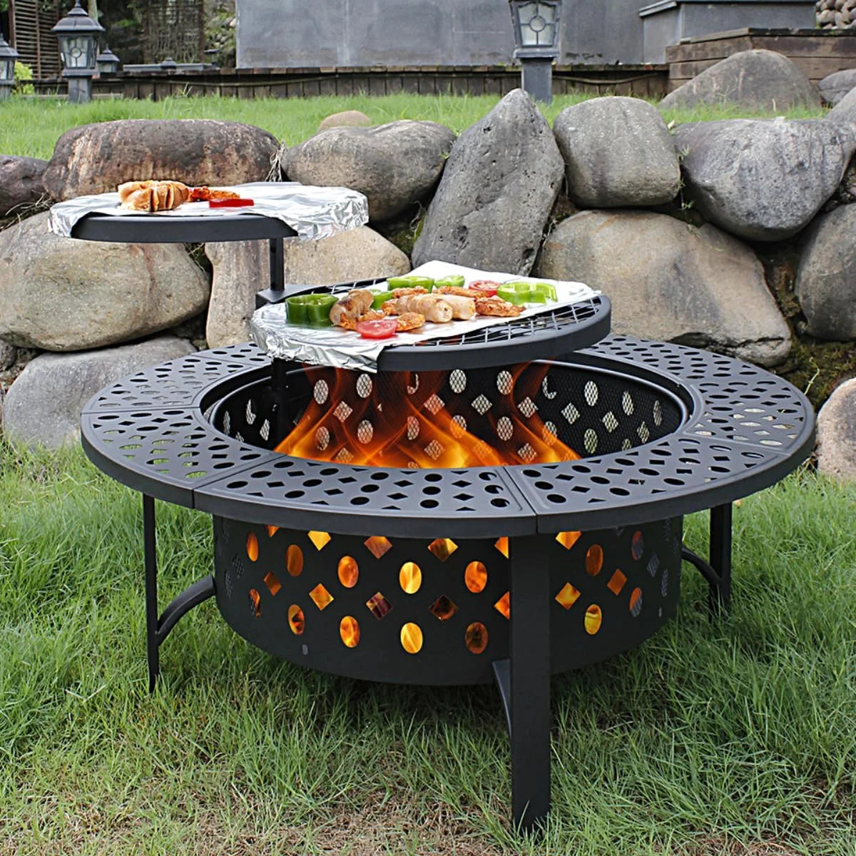 36 Inch Wood Burning Fire Pit with 2 Grills F90316
