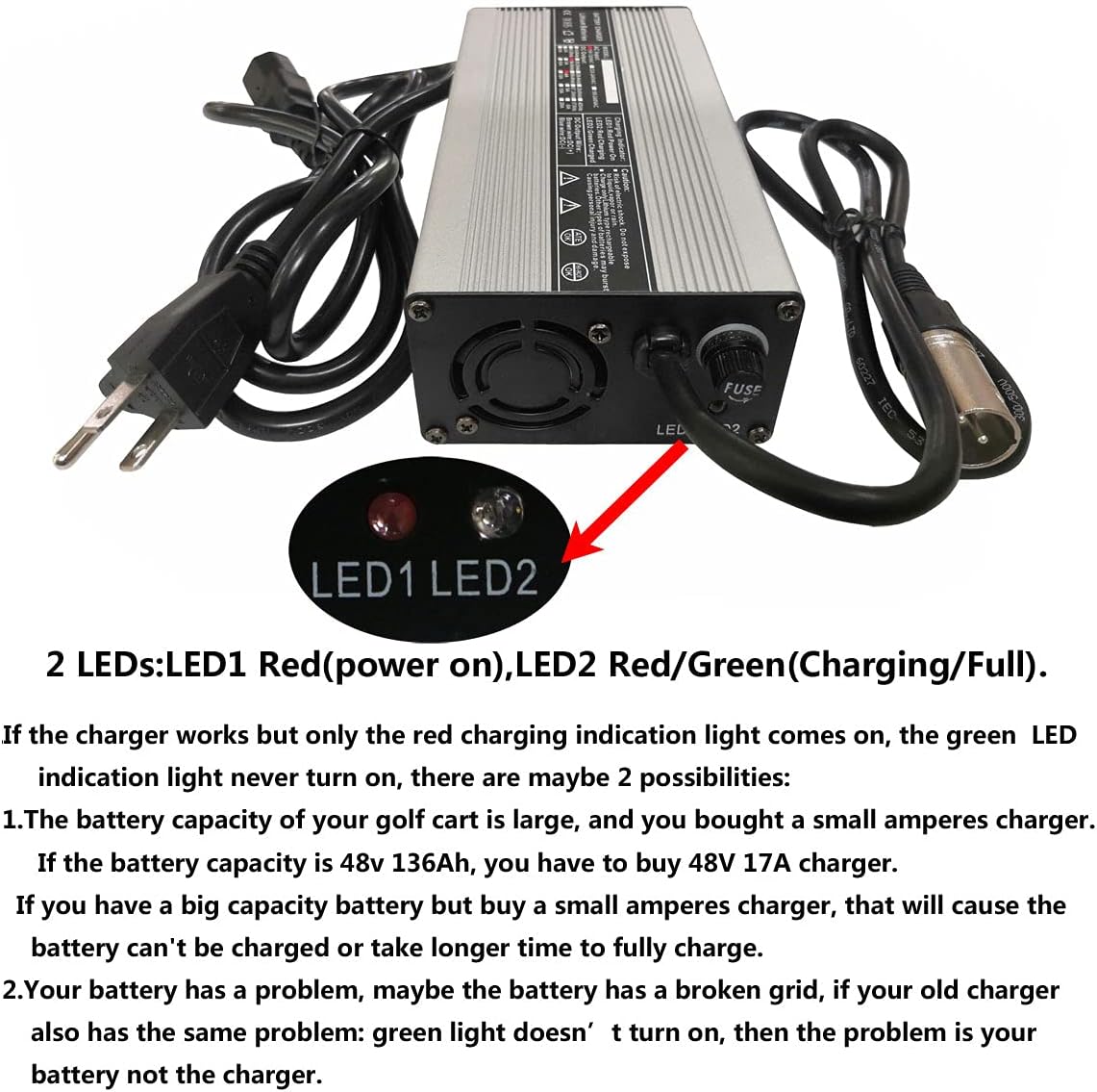 54.6V 4A Battery Charger for 48V 13S Lithium Battery with 3-Pin XLR Connector Pack of 2 Q76808