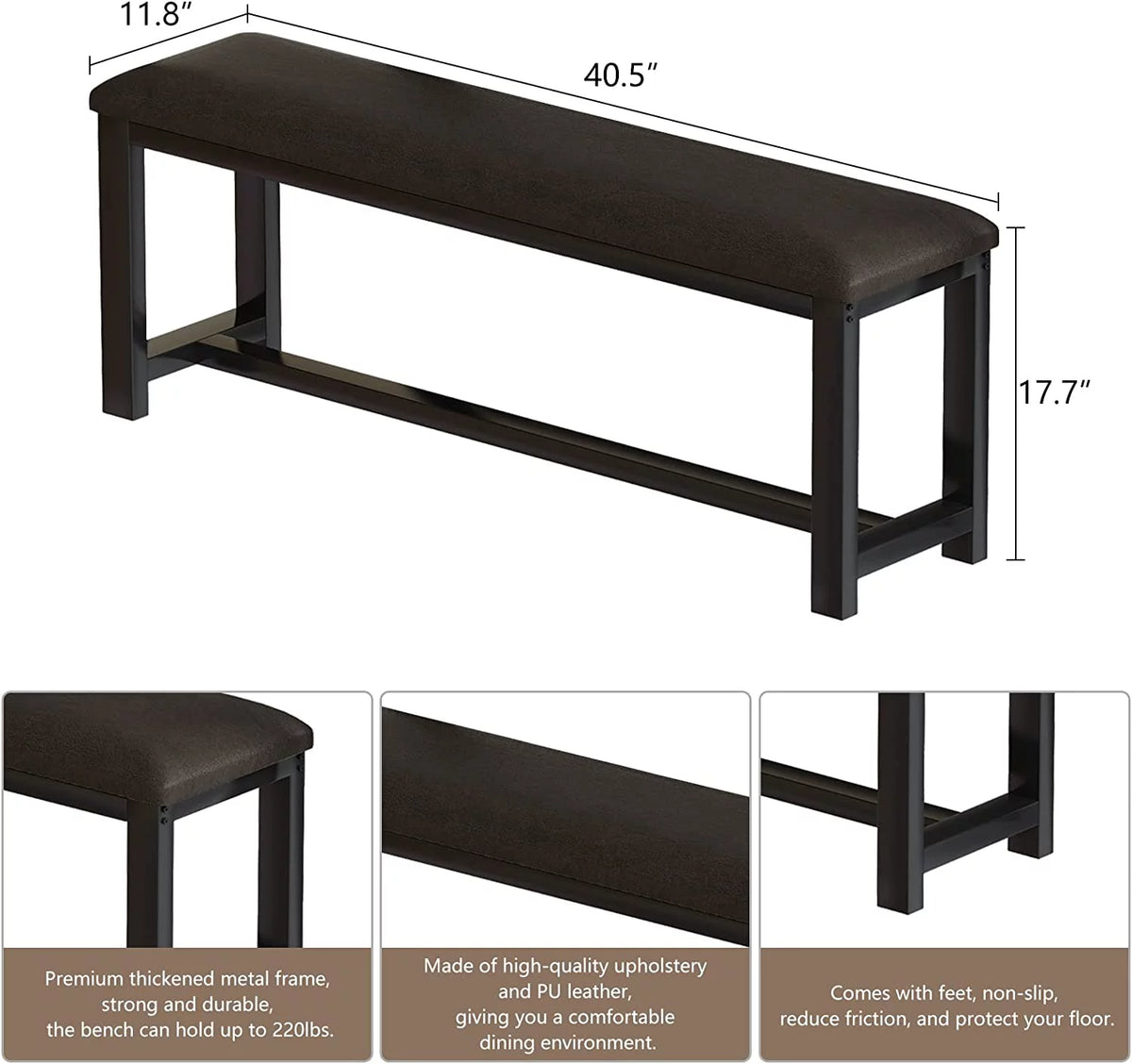 Faux Marble Dining Table and 2 PU Leather Upholstered Bench I96413