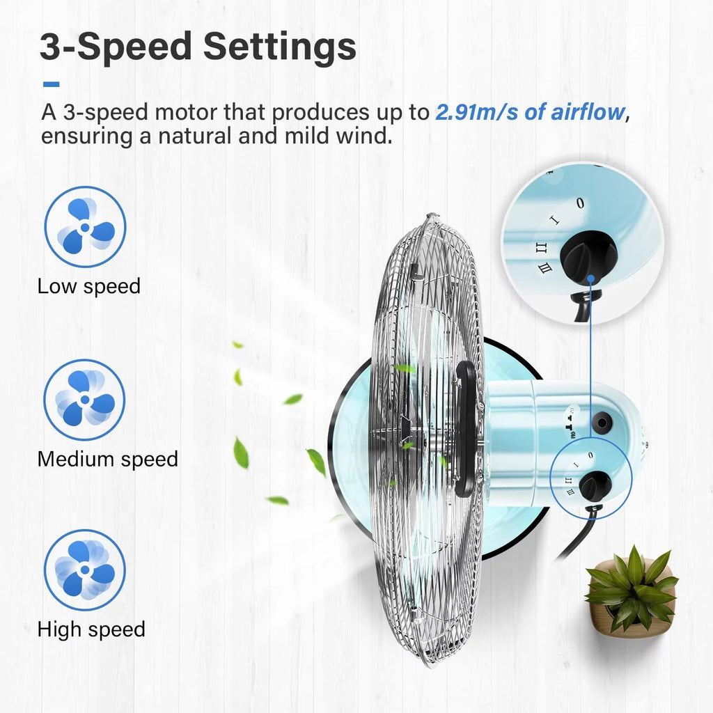 Metal Pedestal Fan, Quiet Oscillating Standing Fan with Height Adjustable H8663