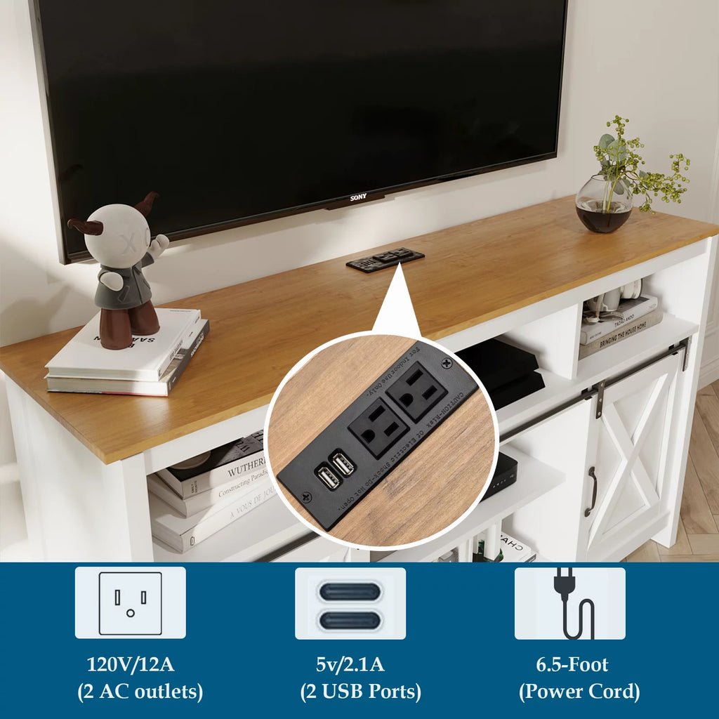 White TV Stand for 65 inch TVs S282