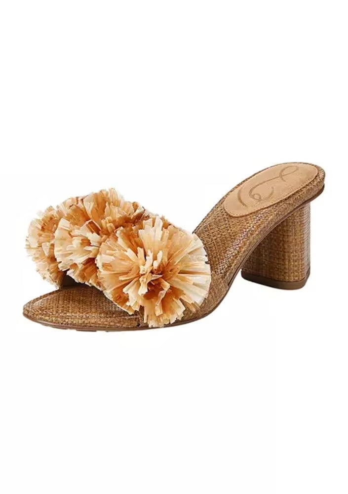 Brown Slip On Block Heeled Mules P24956