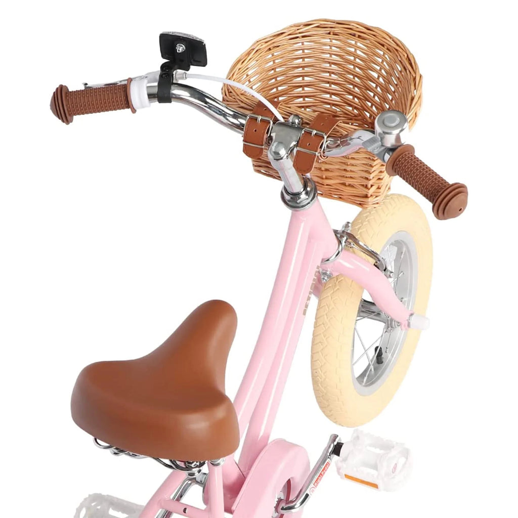 14 Inch Child Bicycle with Basket, Bell, and Training Wheels, Pink W875087