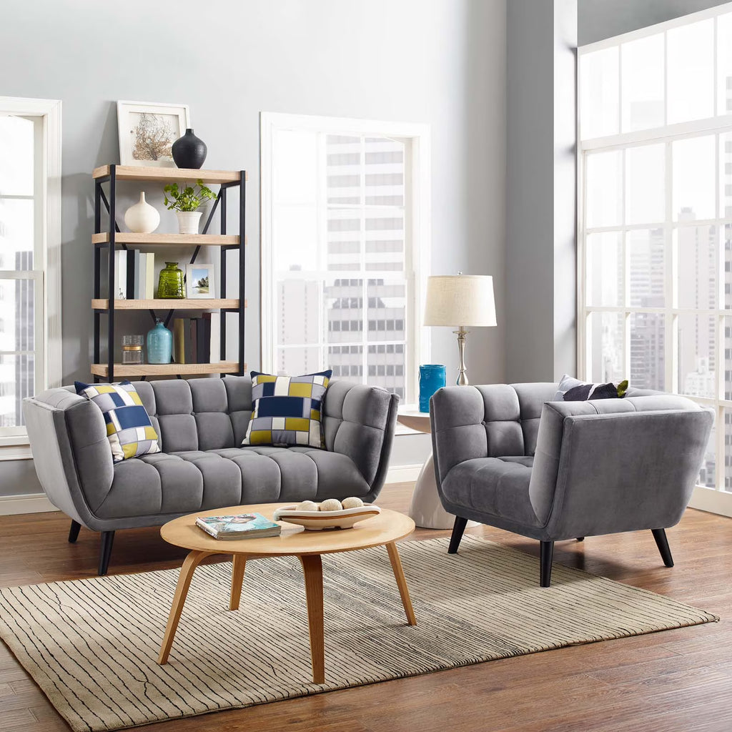 2 Piece Velvet Upholstered Loveseat and Armchair Set S95373