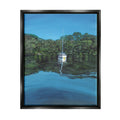 Boat on Sea Ripples Transportation Painting Black Floater Framed Art Print Wall Art, 17 x 21 K886