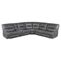 Gray 6 Piece Faux Leather Power Reclining Sectional T83786