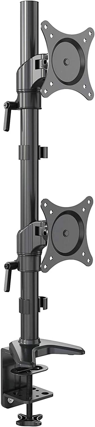 Vertical Dual Monitor Mount, Height Adjustable Heavy Duty C-Clamp and Grommet Mounting Base, VESA 75*75mm/100*100mm W2406