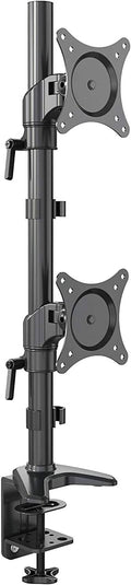 Vertical Dual Monitor Mount, Height Adjustable Heavy Duty C-Clamp and Grommet Mounting Base, VESA 75*75mm/100*100mm W2406