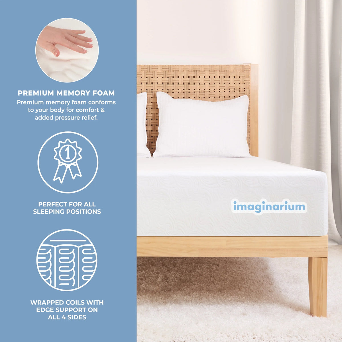 Twin Memory Foam and Coils Mattress L5012