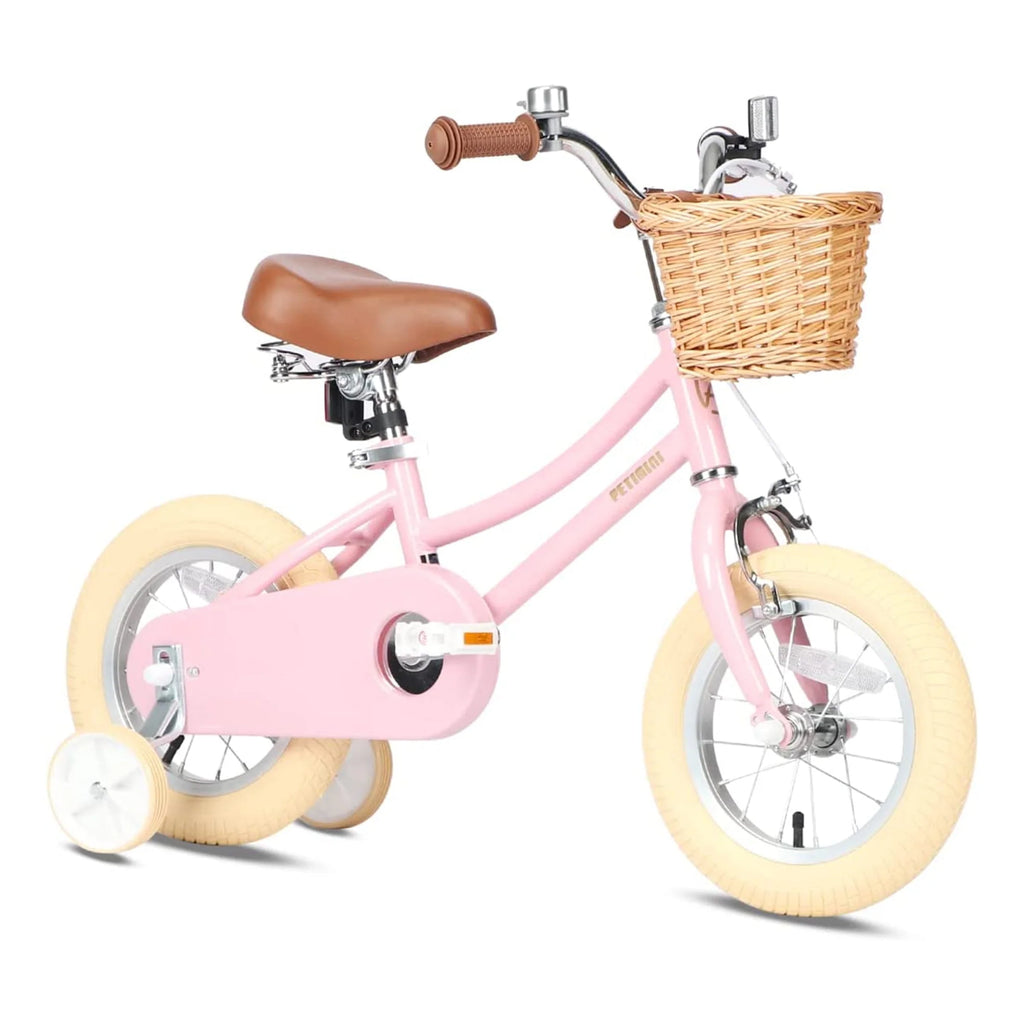 14 Inch Child Bicycle with Basket, Bell, and Training Wheels, Pink W875087