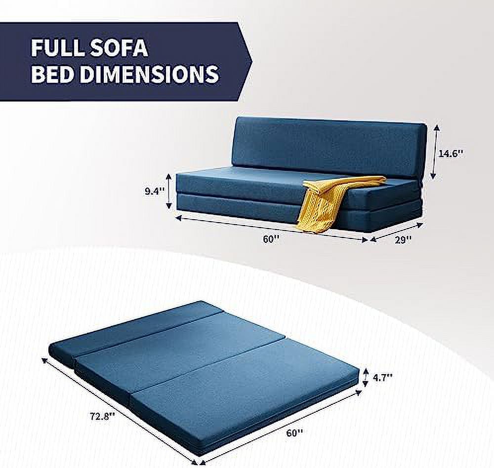 Twin Folding Sofa Bed with Memory Foam Mattress Linen Fabric K1166