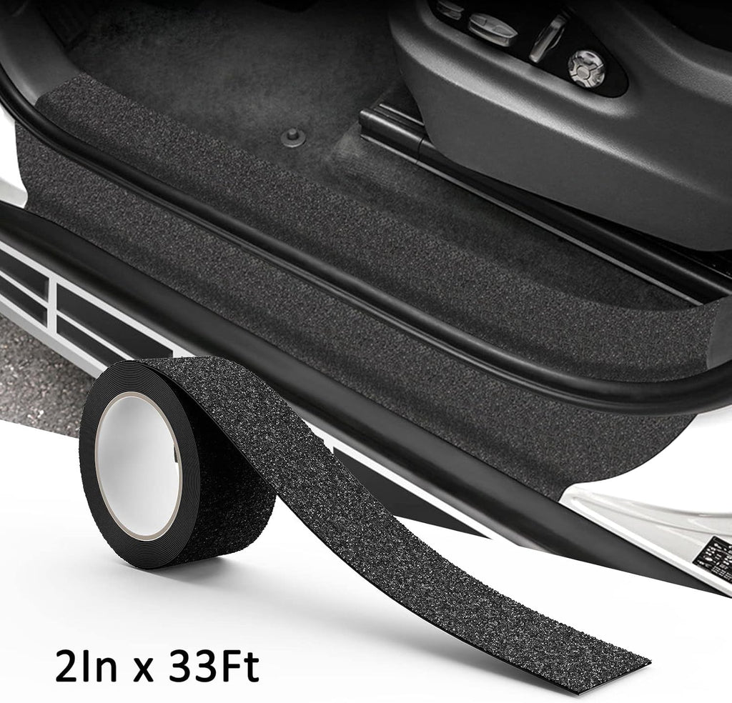 Anti-Slip Adhesive Car Door Sill Protector Sticker, Textured Black (16ft x 5cm) U86497