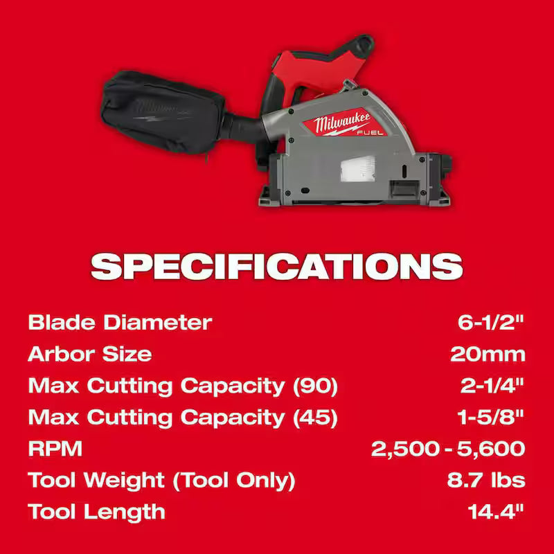 18V Brushless Cordless 6-1/2 in. Plunge Track Saw Kit with 55 in. Guide Rail R14645