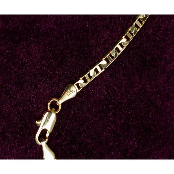 14K Bonded Gold Cuban Chain Necklace with Initial Letters Charm T2407