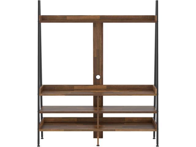 Matte Black Industrial Wood Entertainment Center W8144