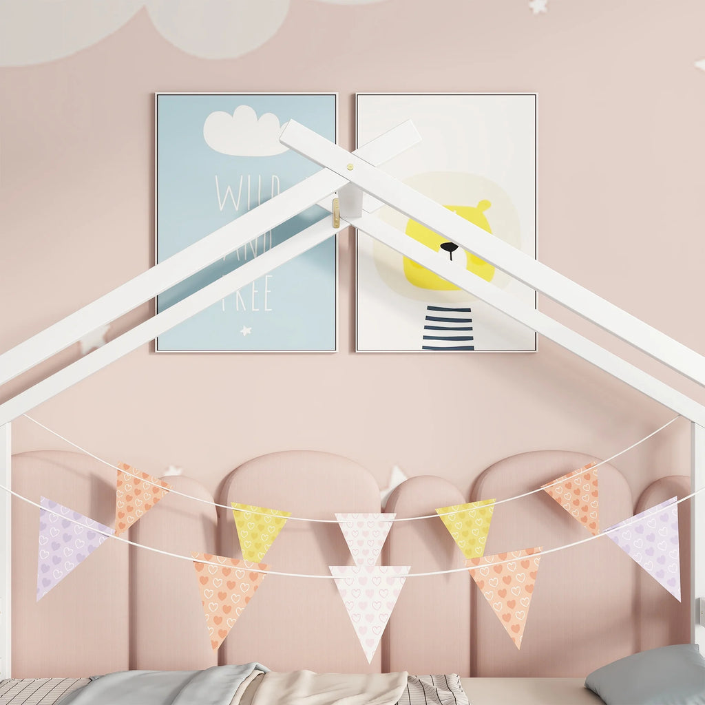Twin Size White Bed Frame with Trundle C4154