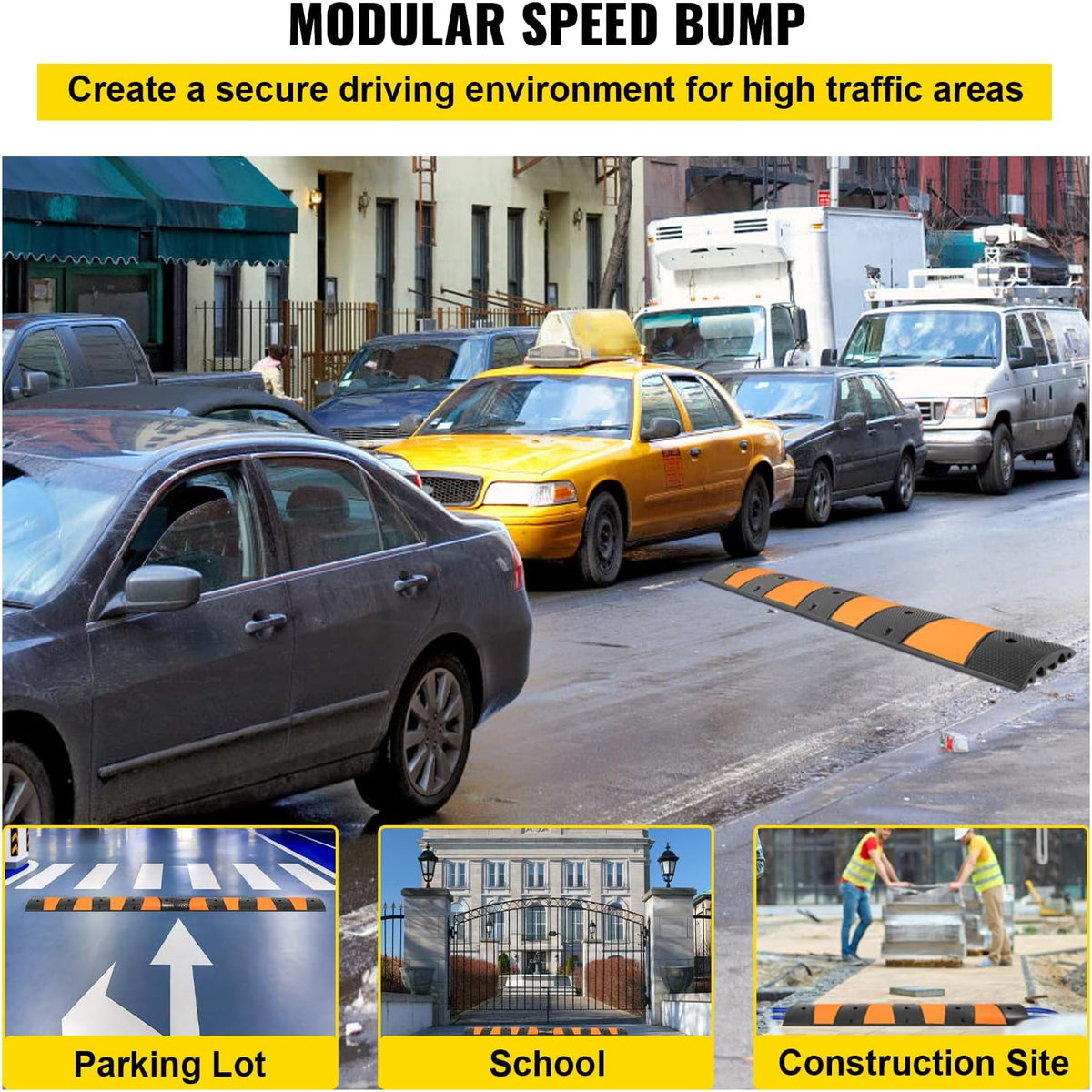 Rubber Speed Bump, 72.8 x 12.2 x 2.2, 22000 LBS Load Capacity B234750
