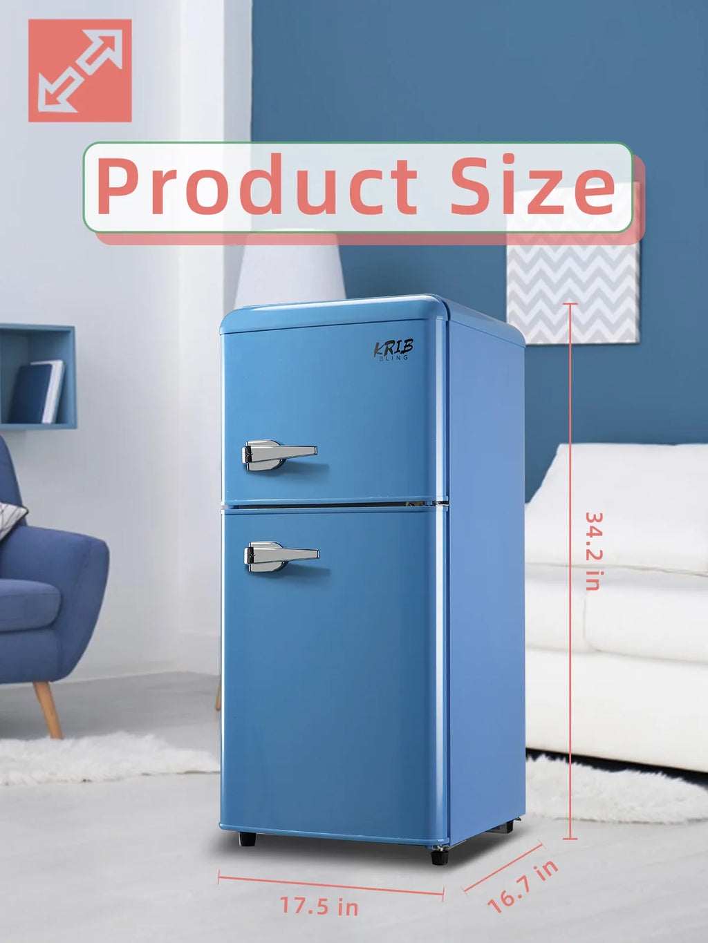 Blue 3.5 Cu.ft Mini Fridge with Freezer L852