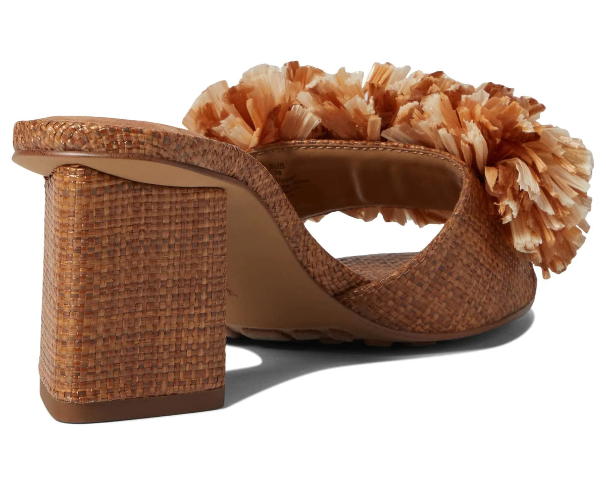 Brown Slip On Block Heeled Mules P24956