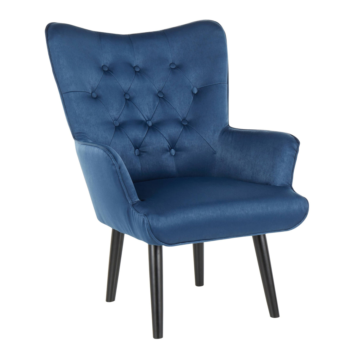Green Satin Accent Chair with Wooden Legs U6124