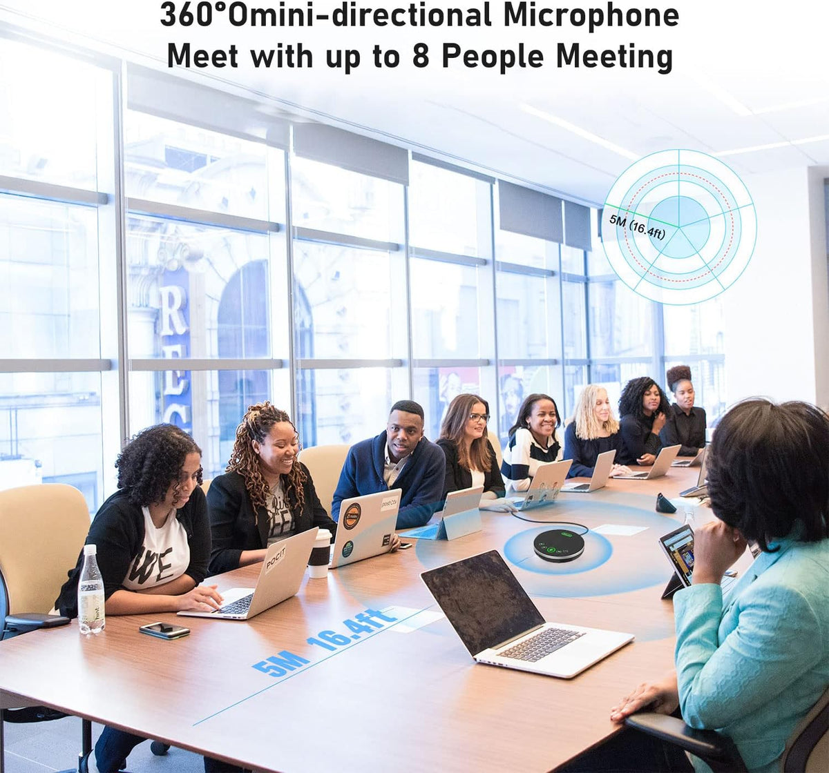 USB Speakerphone Conference Microphone with 4 AI Microphones Noise Cancellation T269