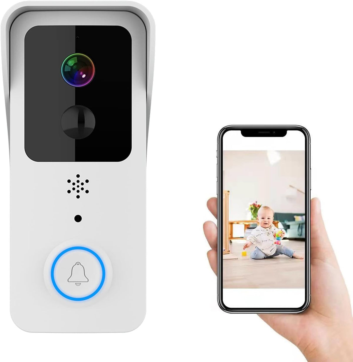 Wireless Video Doorbell Camera 1080p HD, 32GB SD Card, 2.4/5 GHz WiFi, 2-Way Audio, Pack of 2 O99165
