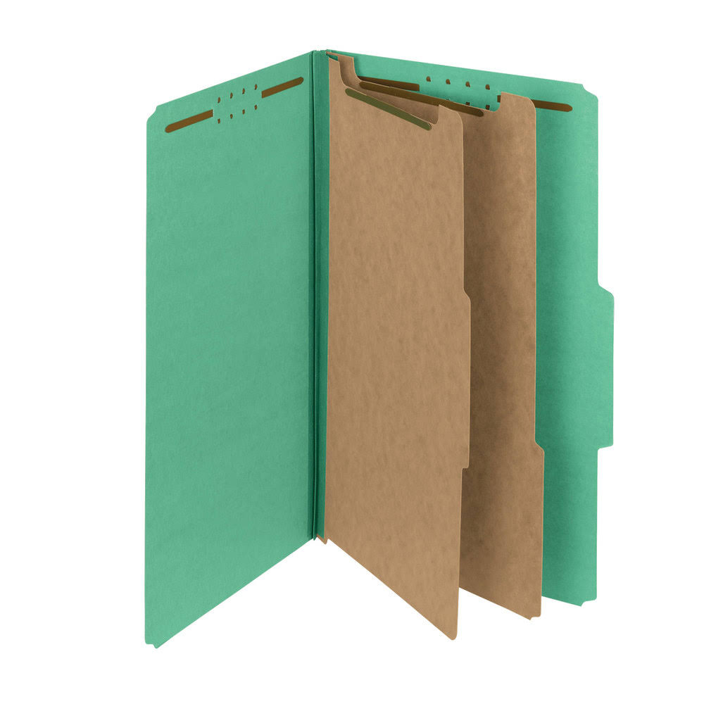 Green 100% Recycled Legal Size Pressboard Classification Folders, Pack of 5 O82613