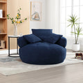Navy Boucle Barrel Accent Chair with 3 Pillows W683658