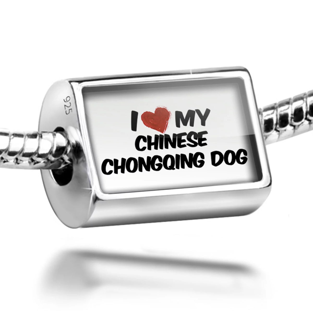 I Love my Chinese Chongqing Dog 925 Sterling Silver Bead J8497