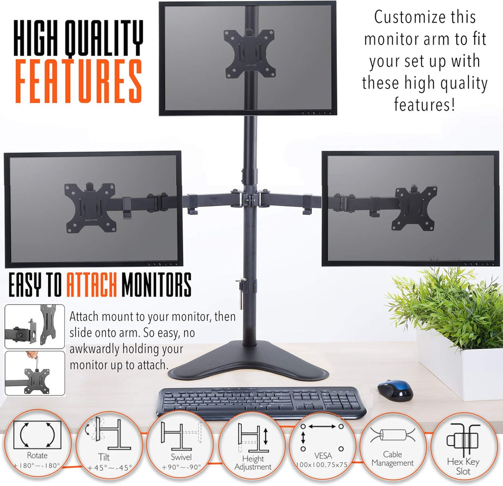 Freestanding Triple Monitor Mount Desk Stand with VESA Mounts R248439