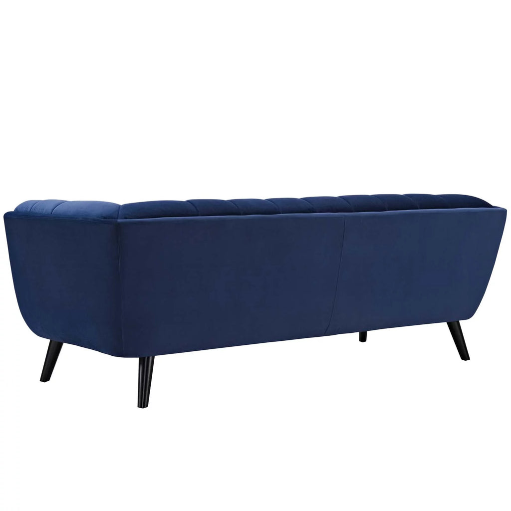 Navy Blue Velvet Armchair and Sofa Set N6242