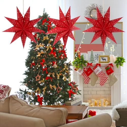 3Pcs Paper Star Lantern Lampshade Hanging Decorations M70455