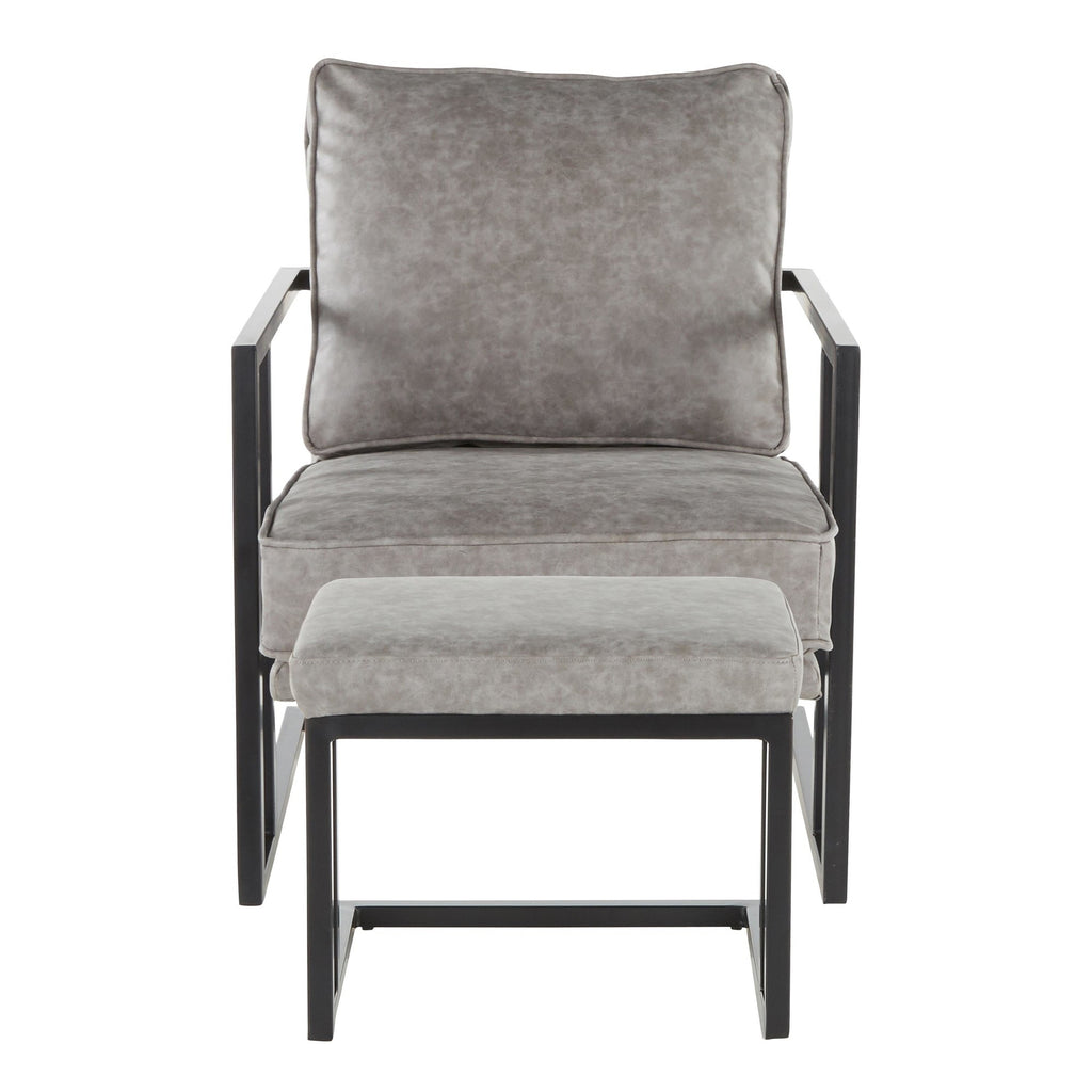 Black/Gray Lounge Chair And Ottoman Set H54026